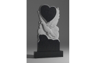 Памятник из черного мрамора «Голубь и сердце»