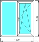 Окно ПВХ (размер: 1300х1400)(стеклопакет4-14-4-14-4i/СПД40/ энергосбережение)