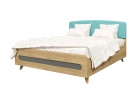 Двуспальная кровать с мягким изголовьем Nova 2 (графит/бирюза)